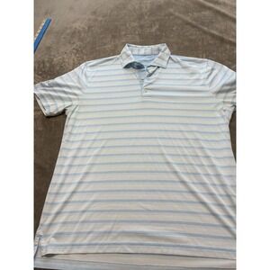 Johnnie-O Mens Polo Shirt‎ Size L Blue White Striped Golf Casual